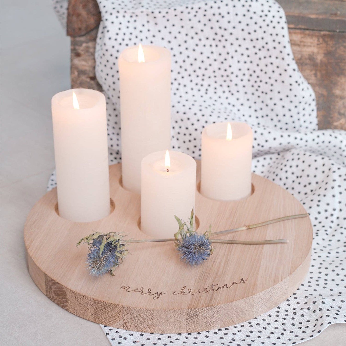 Candle board Merry Christmas 32 cm