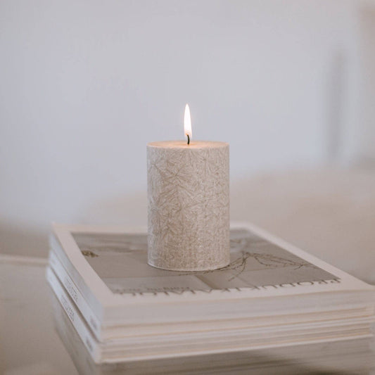 Block Candle Olive 7x10cm grey