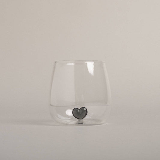 drinking glass heart figure black