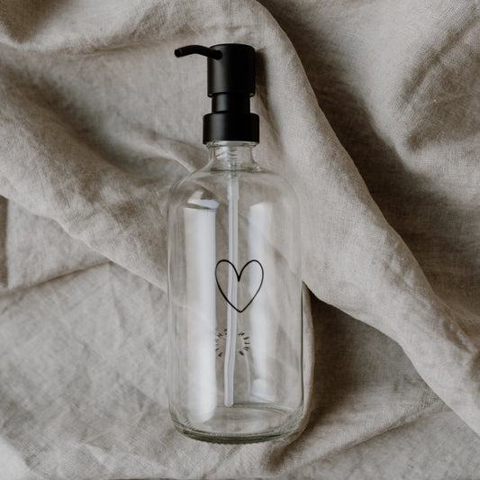 Distributeur de savon coeur transparent 500ml